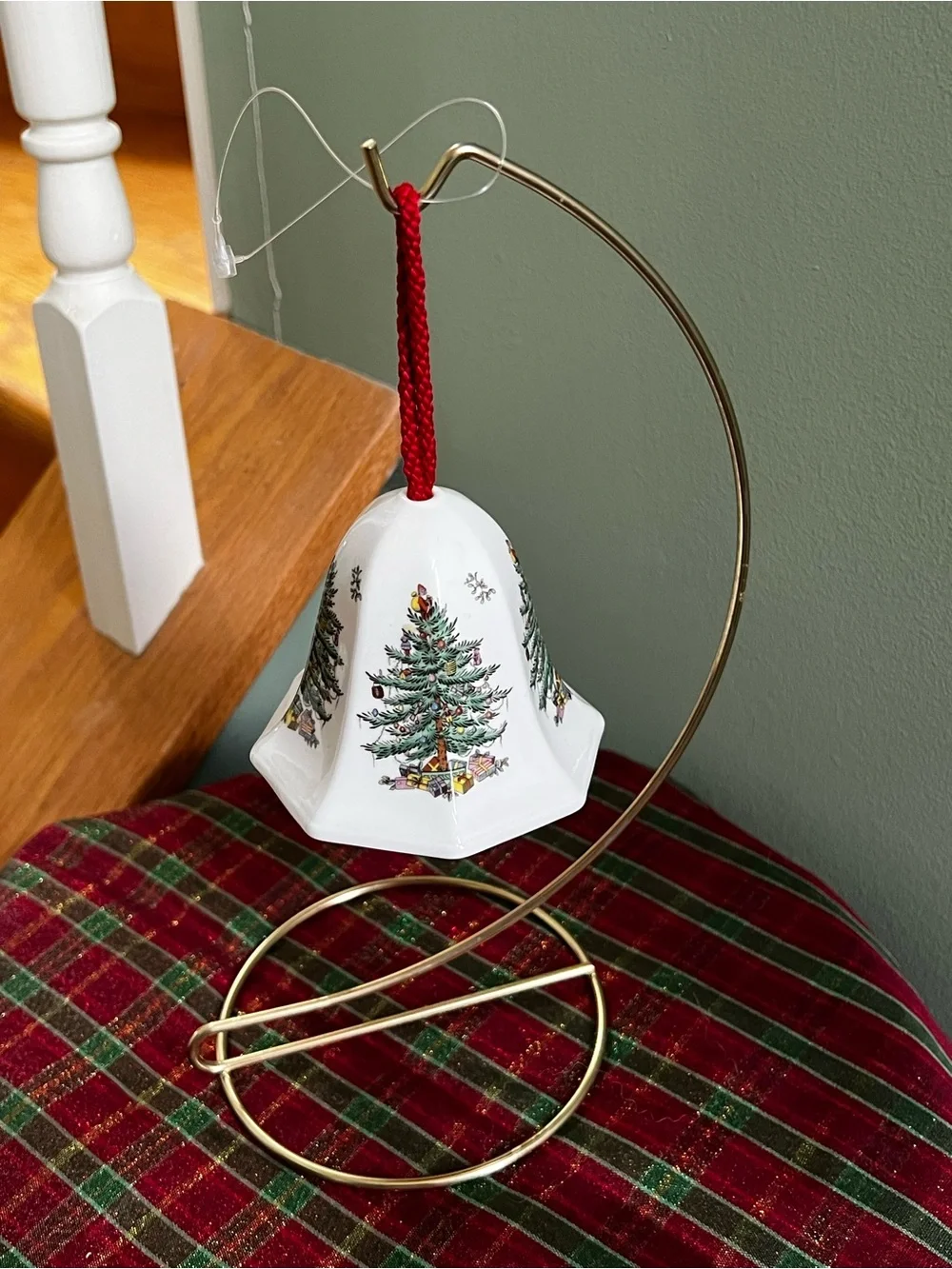 Spode Christmas Tree Fluted Bell ornament with Tassel